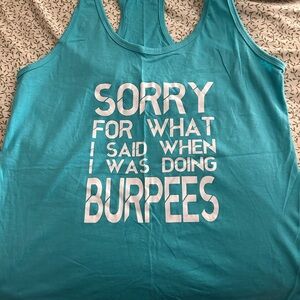 Blue Tank Top with Humorous Fitness Message